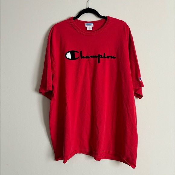 VTG 90s Y2K 2000s Champion Embroidered Velvet Letter Big And Tall 3XL Red - Picture 1 of 6
